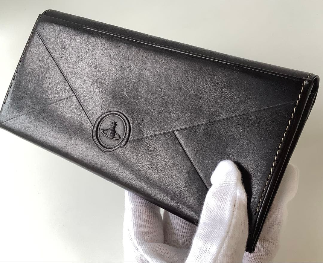 新品 ★ヴィヴィアンウエストウッド★エンベロープかぶせ長財布 スタンプ★ブラック