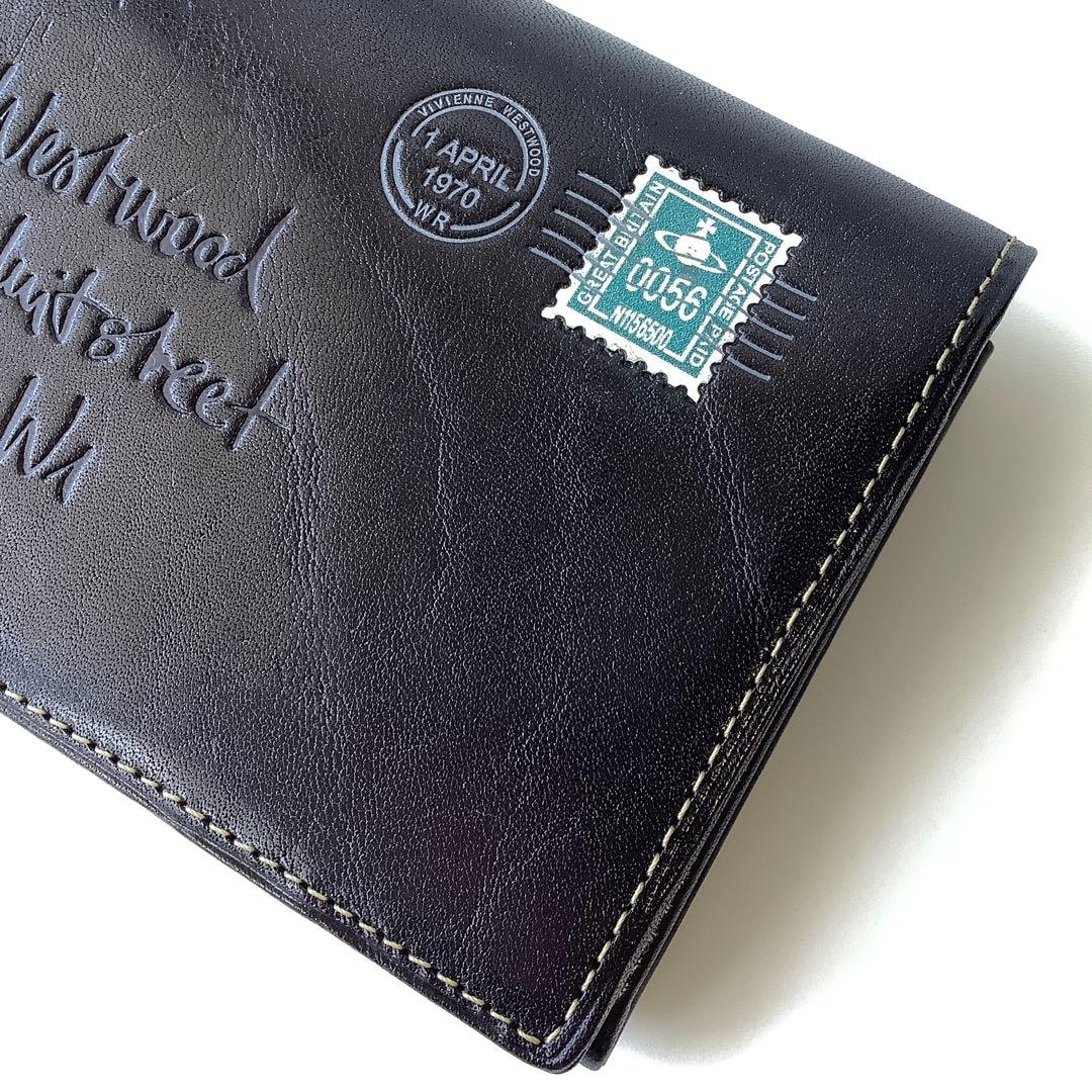 新品 ★ヴィヴィアンウエストウッド★エンベロープかぶせ長財布 スタンプ★ブラック