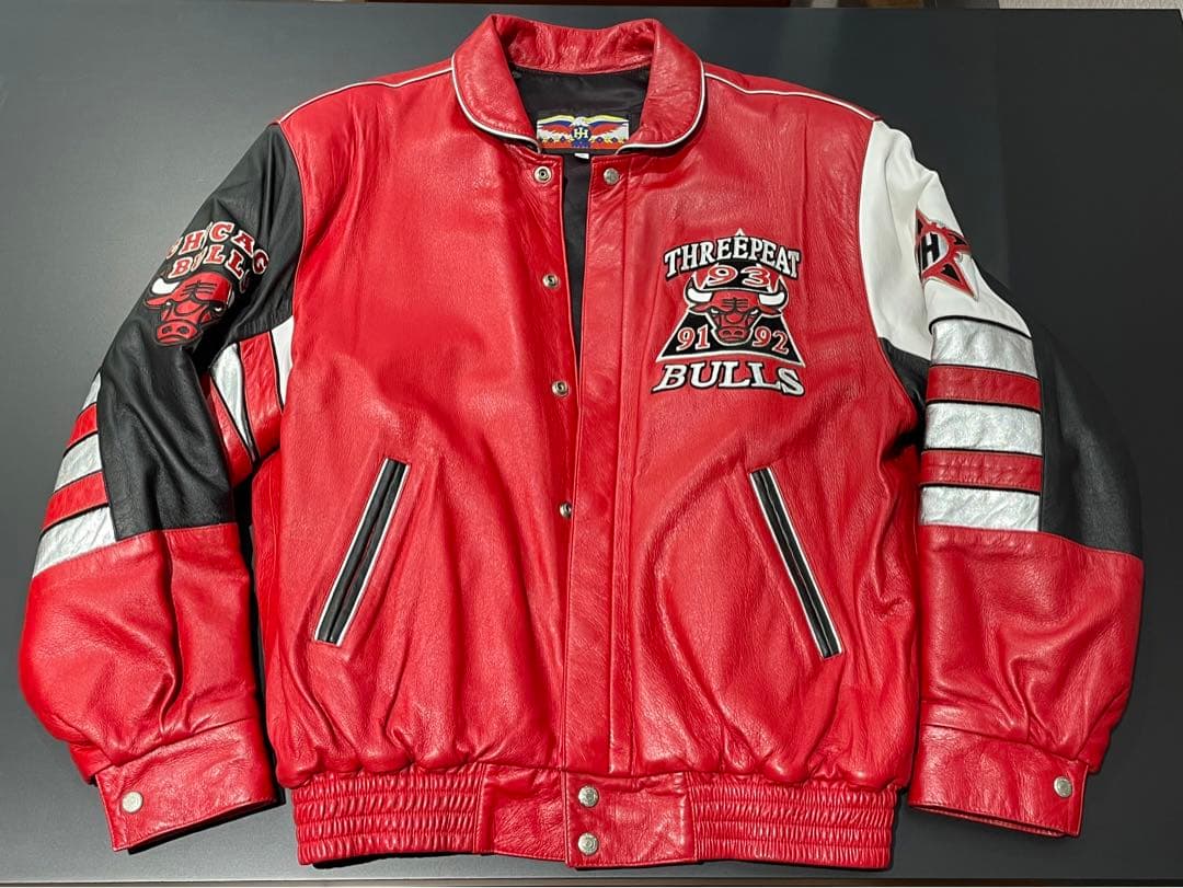 ジェフハミルトン シカゴブルズ 3連覇記念レザージャケット 革ジャン USA製