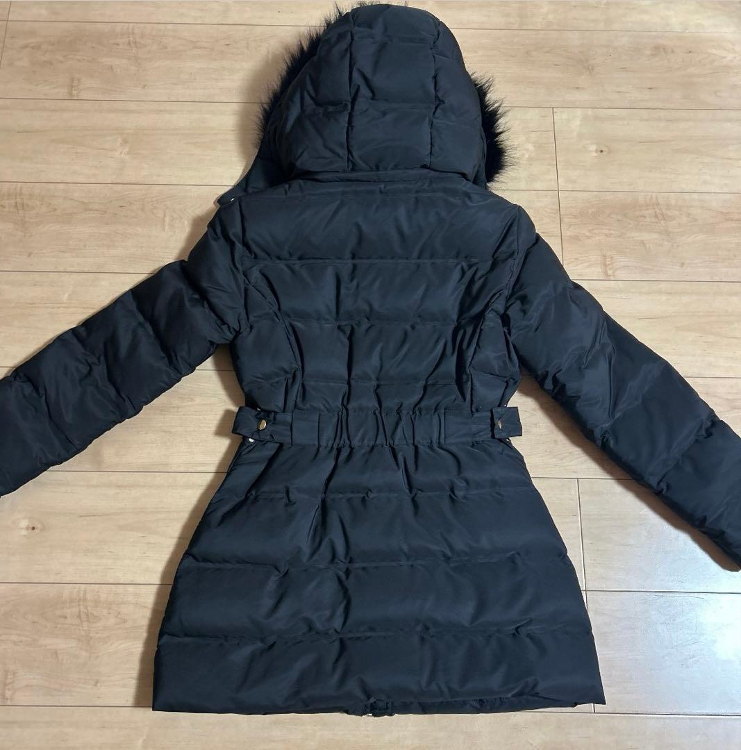 ZARA レディースダウン セミロング ブラック ファー