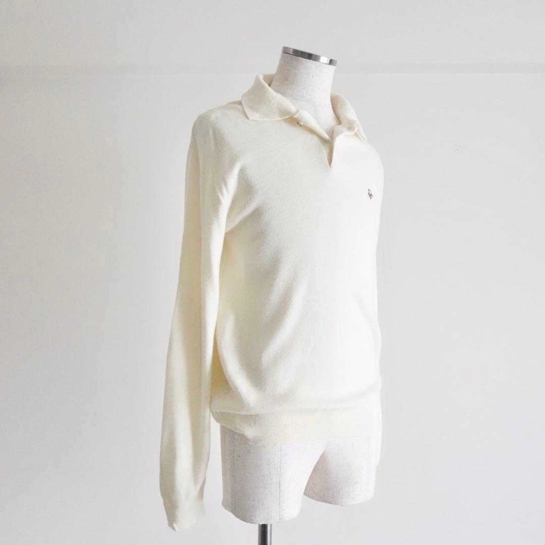 1980s Christian Dior ウールニットポロシャツ　クリーム　M