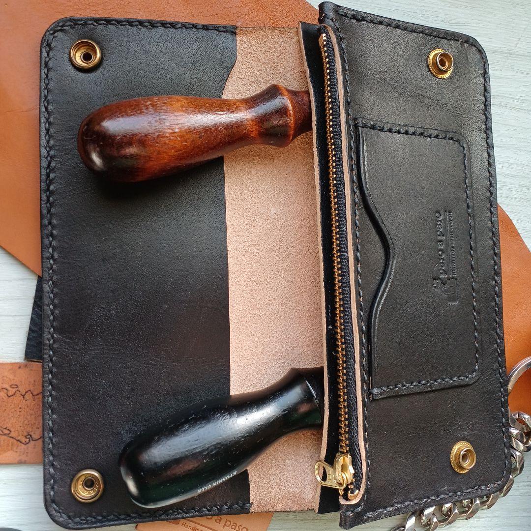 トラッカーウォレット　ロング　茶芯　ハンドメイド