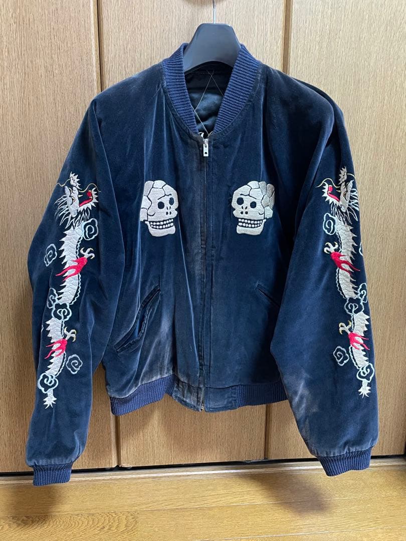 90s M品番　東洋エンタープライズ　別珍スカジャン　スカル　ドクロ　Lサイズ