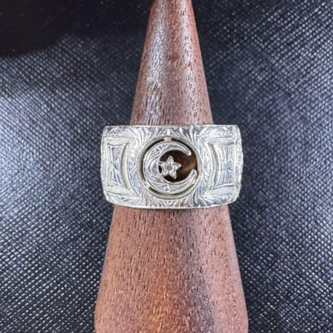 【状態良好】ローリーロドキン　エングレイブ　ムーンラウンド　リング　15.5号