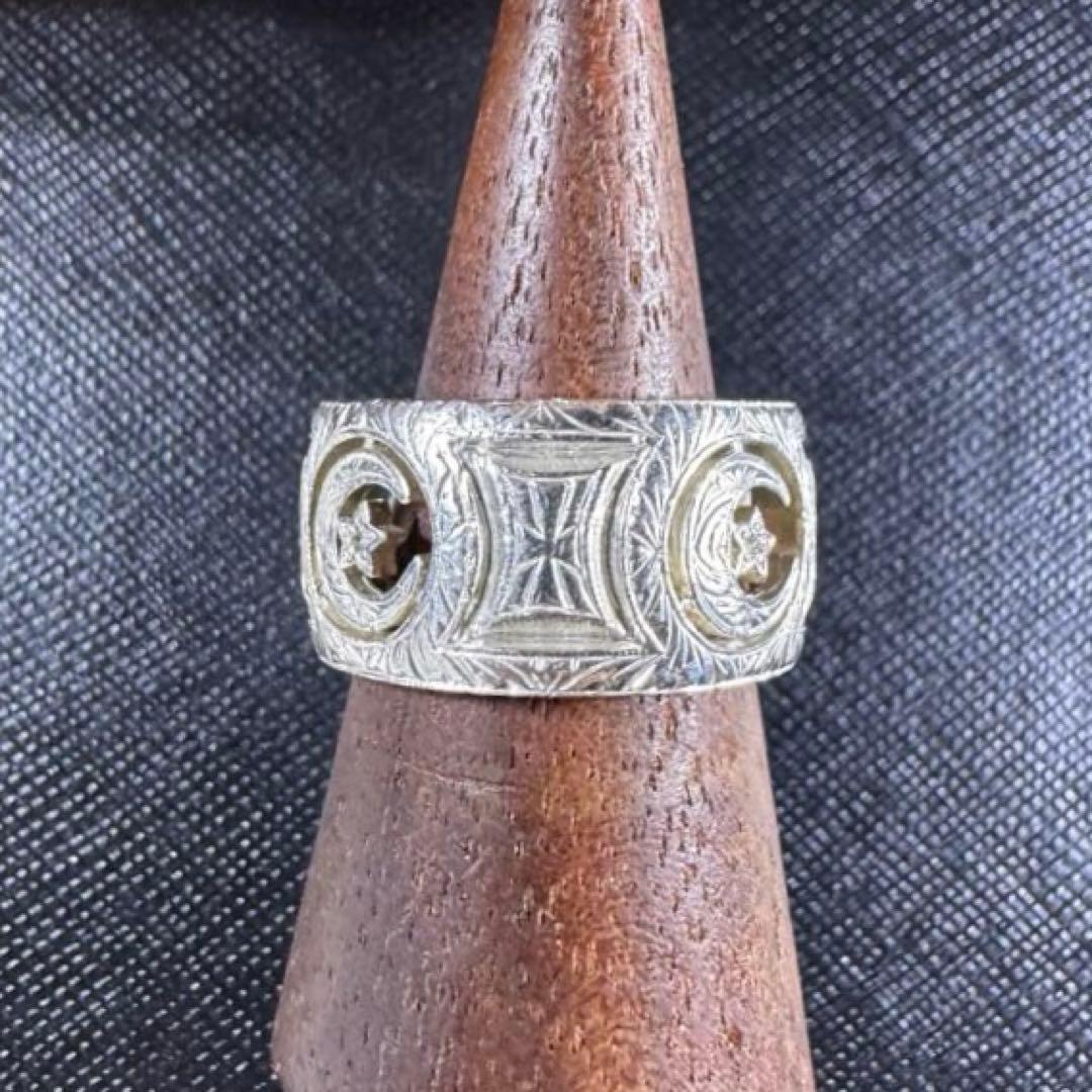 【状態良好】ローリーロドキン　エングレイブ　ムーンラウンド　リング　15.5号