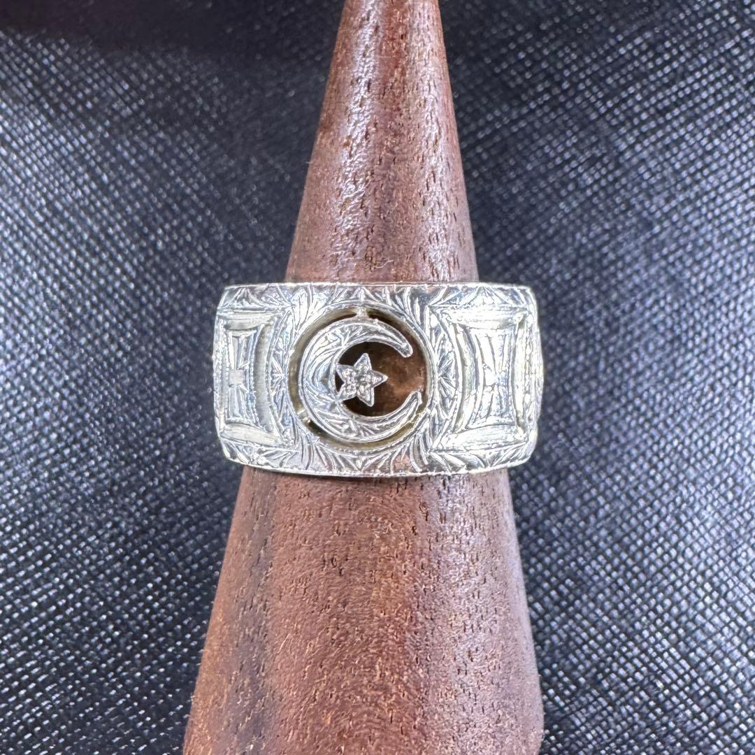 【状態良好】ローリーロドキン　エングレイブ　ムーンラウンド　リング　15.5号