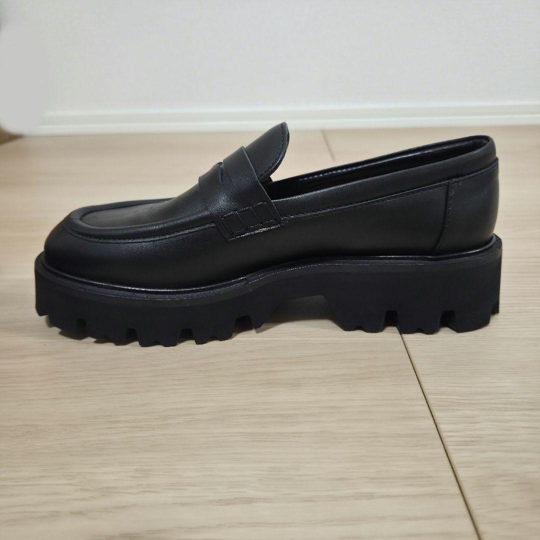 【美品】FABIO RUSCONI　本革　ローファー　厚底　チャンキーヒール　黒