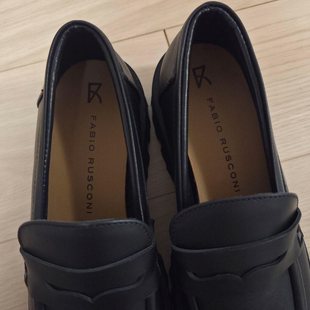 【美品】FABIO RUSCONI　本革　ローファー　厚底　チャンキーヒール　黒