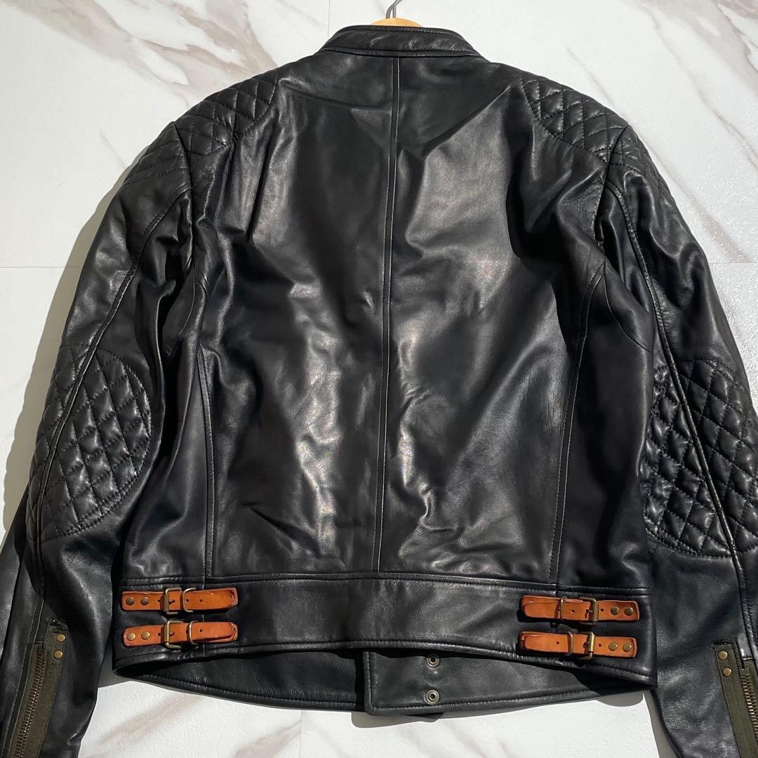 【美品✨】ポールスミス ライダースジャケット キルティング 羊革 黒 L
