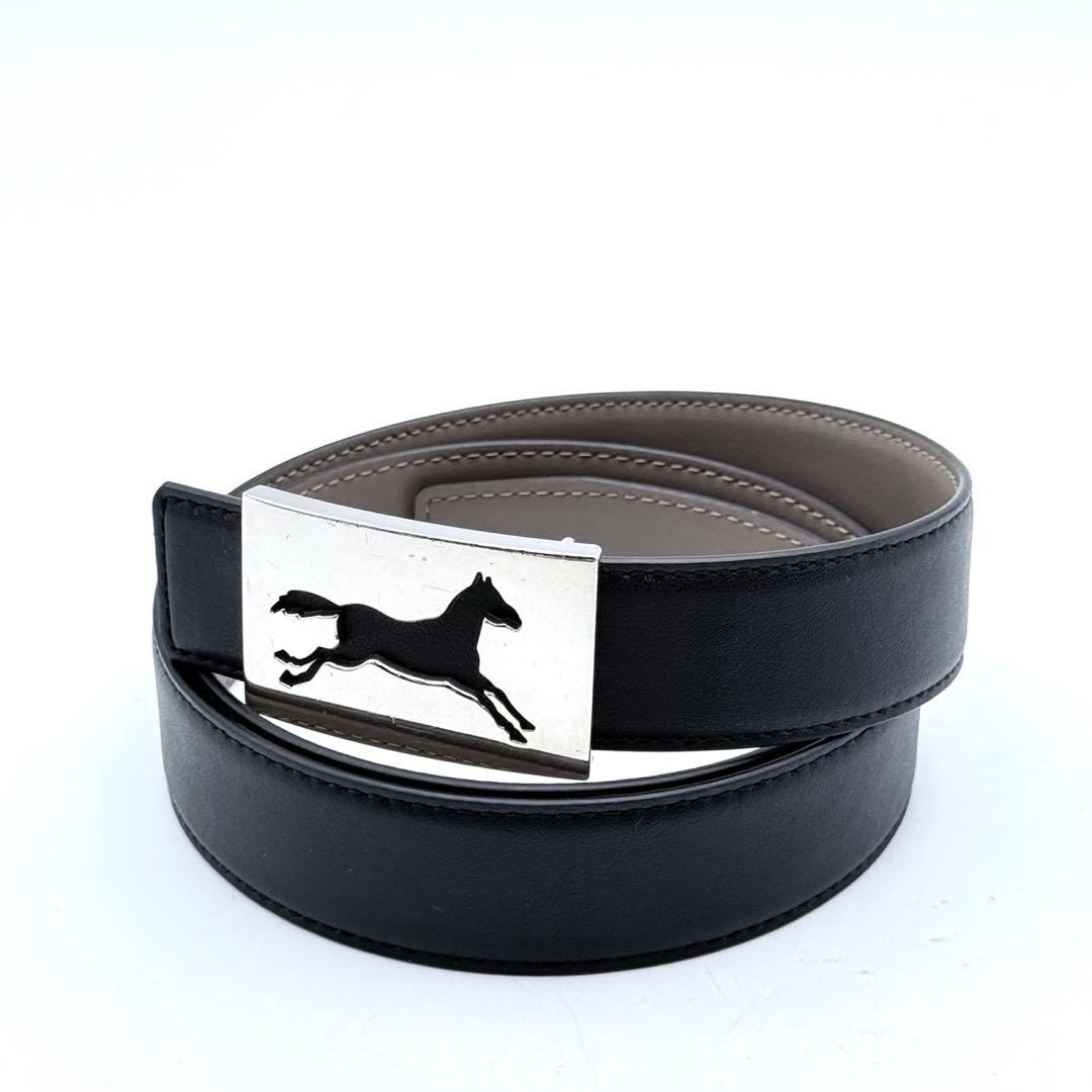 希少✨　HERMES ホースキット　スクエア　ベルト　レザー　リバーシブル