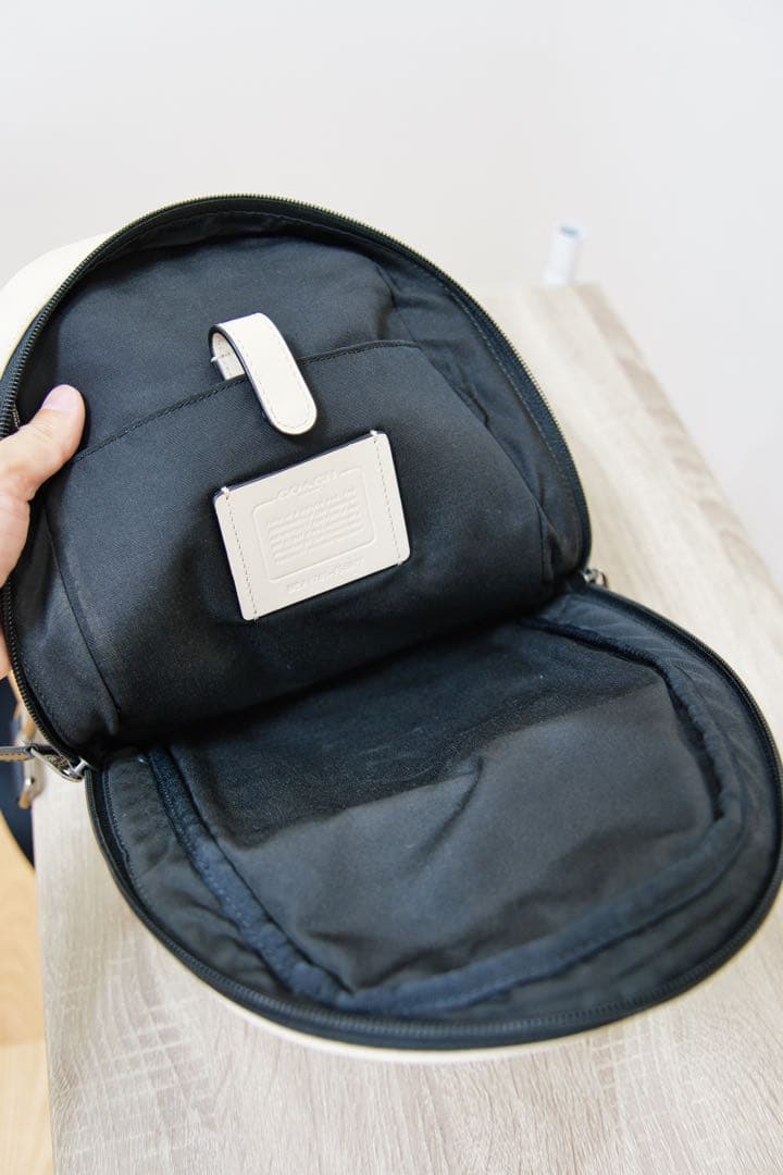 極美品　オフホワイトcoach コーチ　ボディバッグ　レザー　ナイロン　メンズ