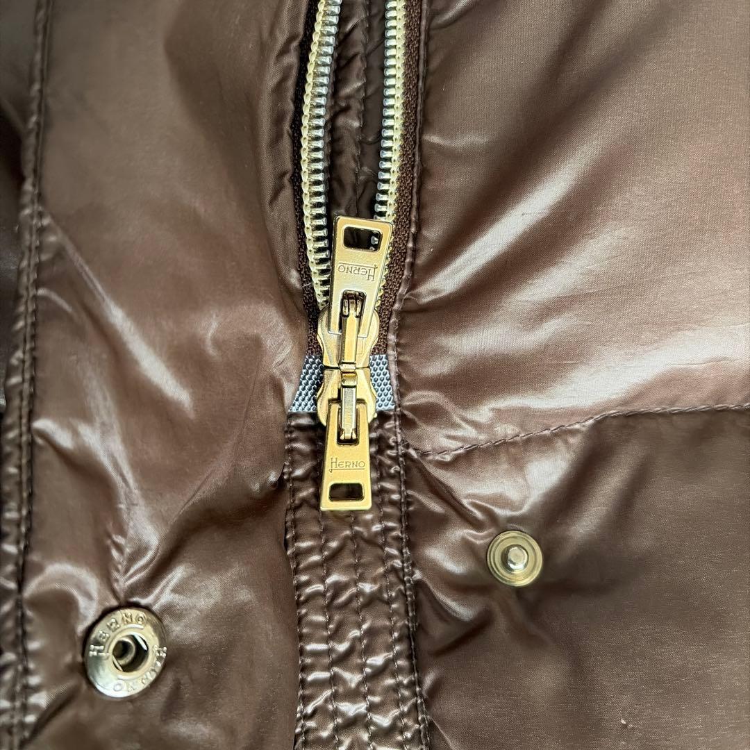 本日のみ　ヘルノ　HERNO ダウン　ブラウン　超軽量　ベルトファーフード　３８