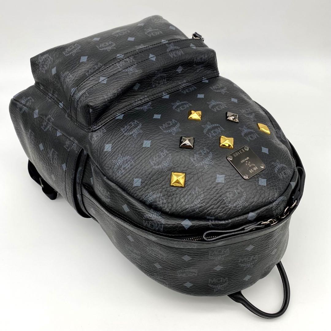 MCM エムシーエム　バックパック リュック　スタッズ　レザー　本革　ブラック