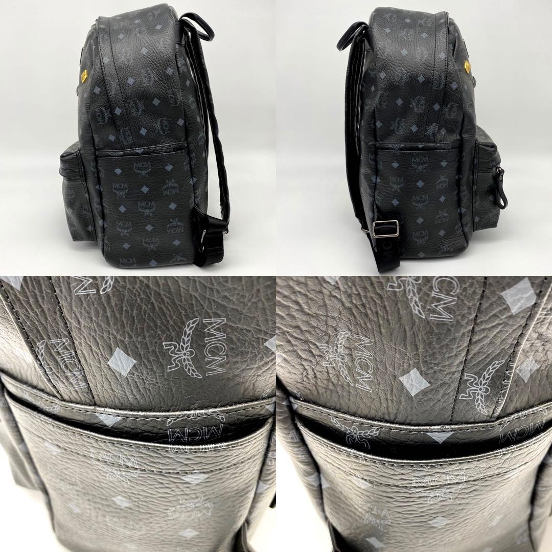 MCM エムシーエム　バックパック リュック　スタッズ　レザー　本革　ブラック