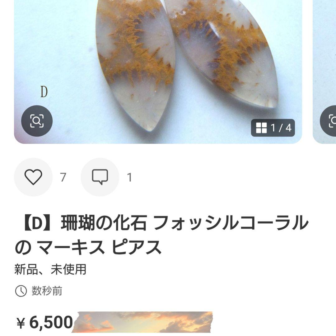 専用【F】珊瑚の化石 フォッシルコーラルのペアシェイプピアス