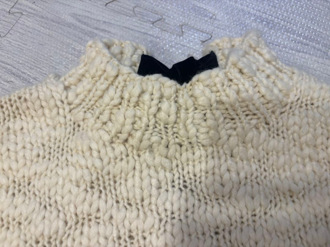 ISOOK スラブヤーンリボンデザインハンドニット