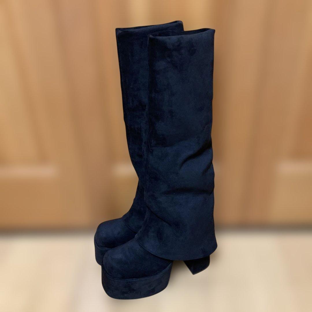 新品 EMODA ルーズフレアカバーブーツ L 黒