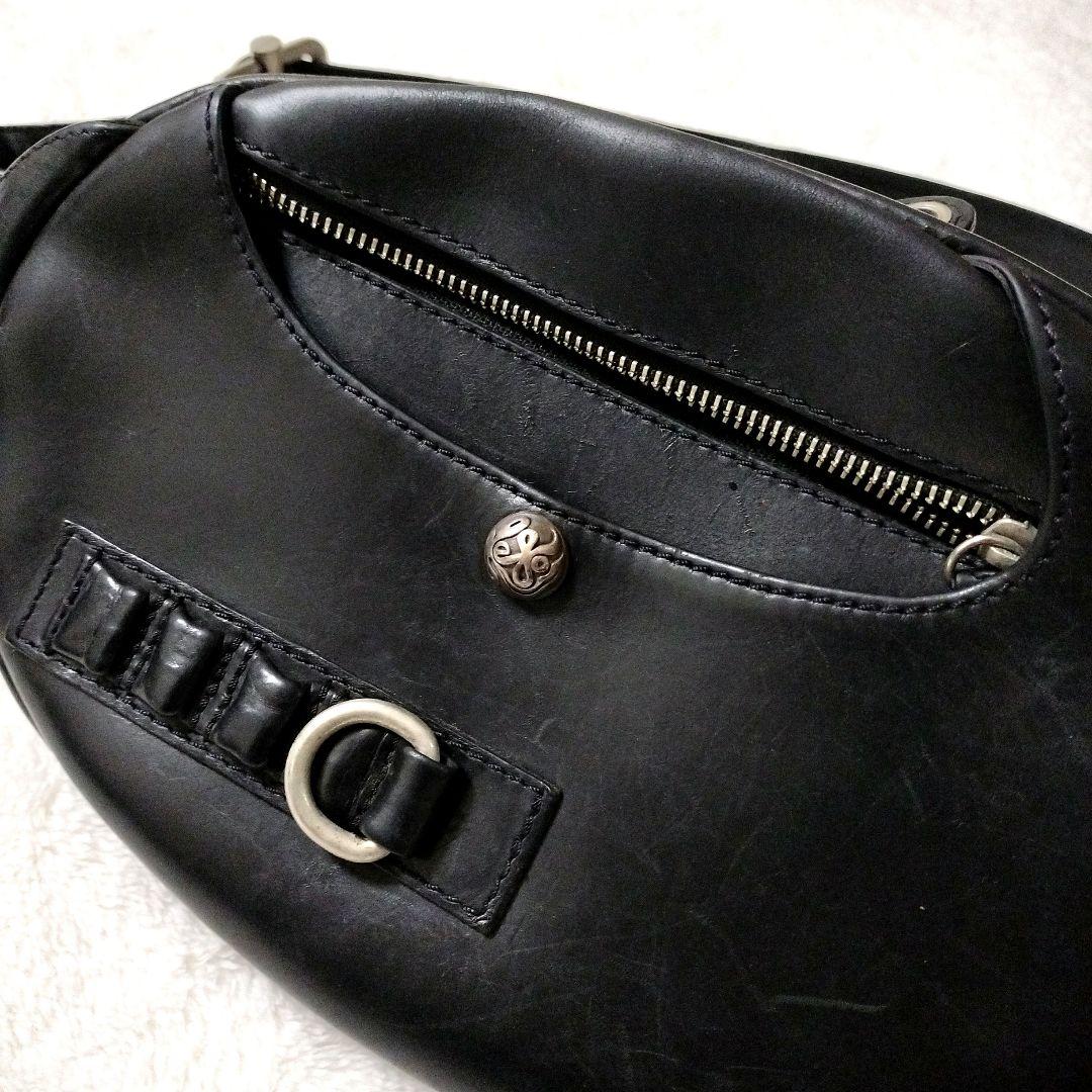 J*8様 【希少】KETO 黒 レザー 斜め掛け ショルダーバック コンチョ