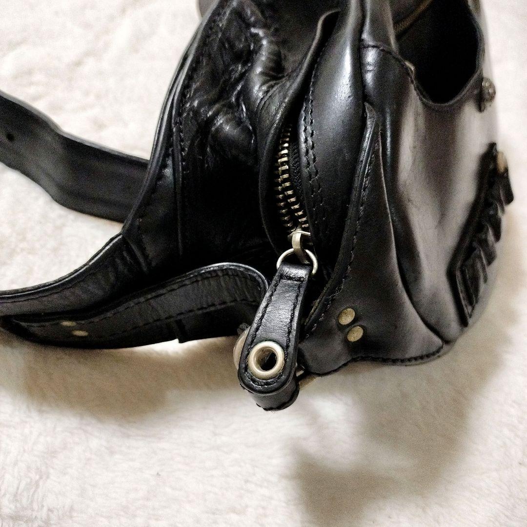 J*8様 【希少】KETO 黒 レザー 斜め掛け ショルダーバック コンチョ