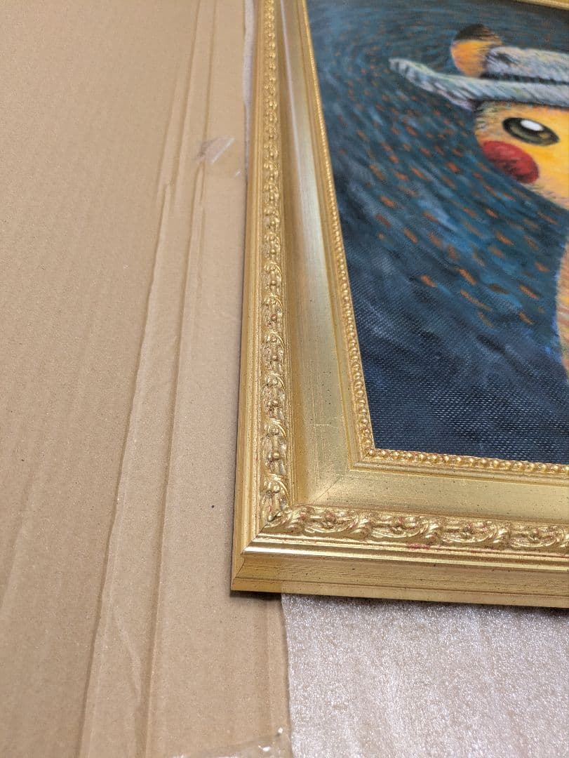 ゴッホ ピカチュウ 金枠 XL 証明書付き キャンバスアート ジクレー