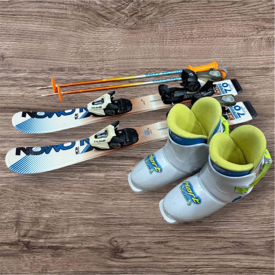 キッズスキー3点セット スキー板 スキーブーツ ストック SALOMON