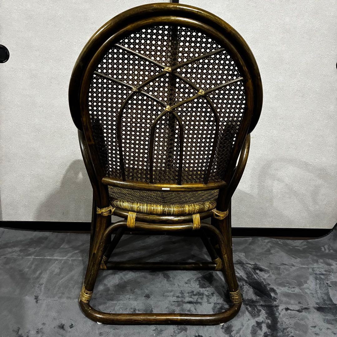 【希少】高級アンティーク家具　ラタン アームチェア レア　レトロ　カーキ