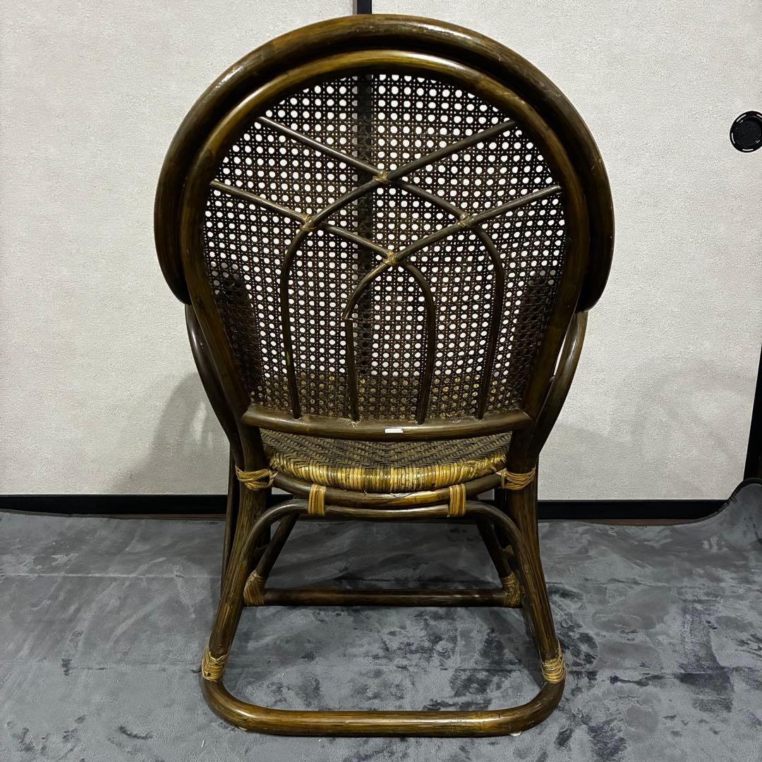 【希少】高級アンティーク家具　ラタン アームチェア レア　レトロ　カーキ