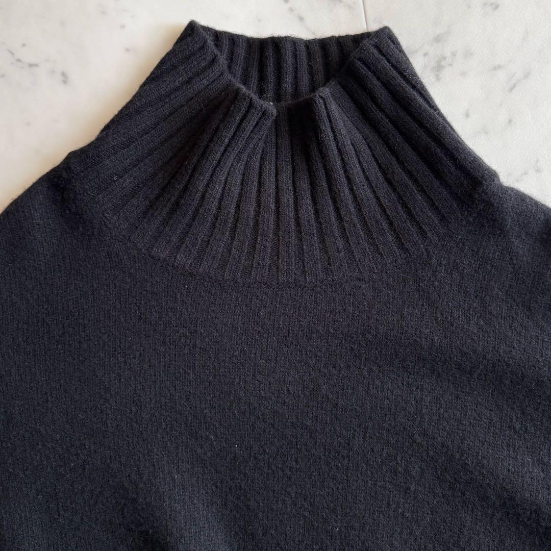 美品 プラージュ ウールカシミヤ チュニック丈 ハイネック ニット◆ブラック