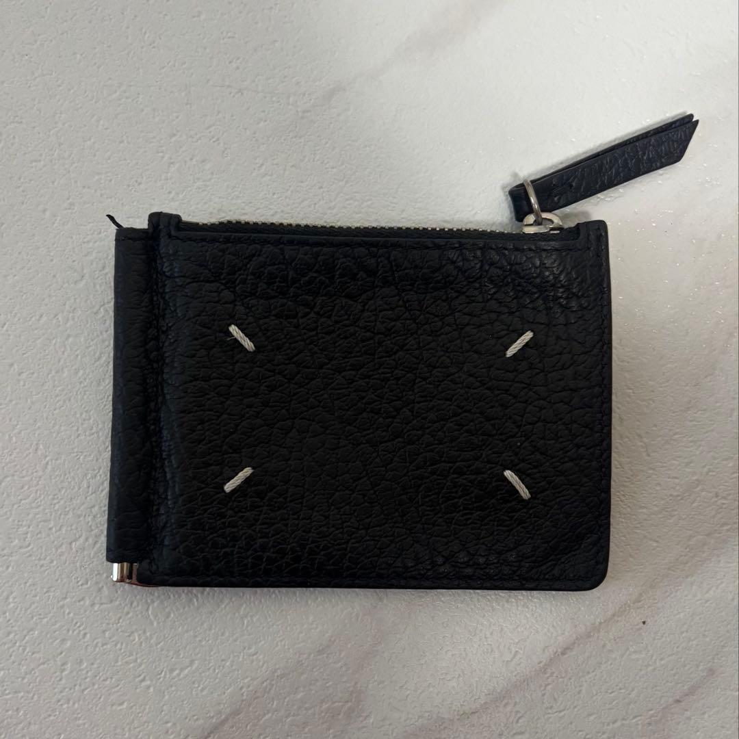 マルジェラ黒いレザー マネークリップ