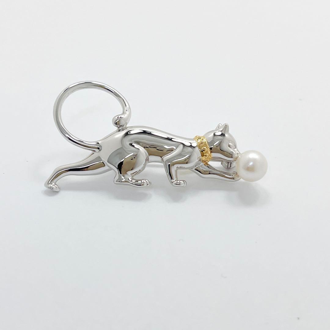 【未使用品】MIKIMOTOミキモト パール　ブローチ　コサージュ　猫