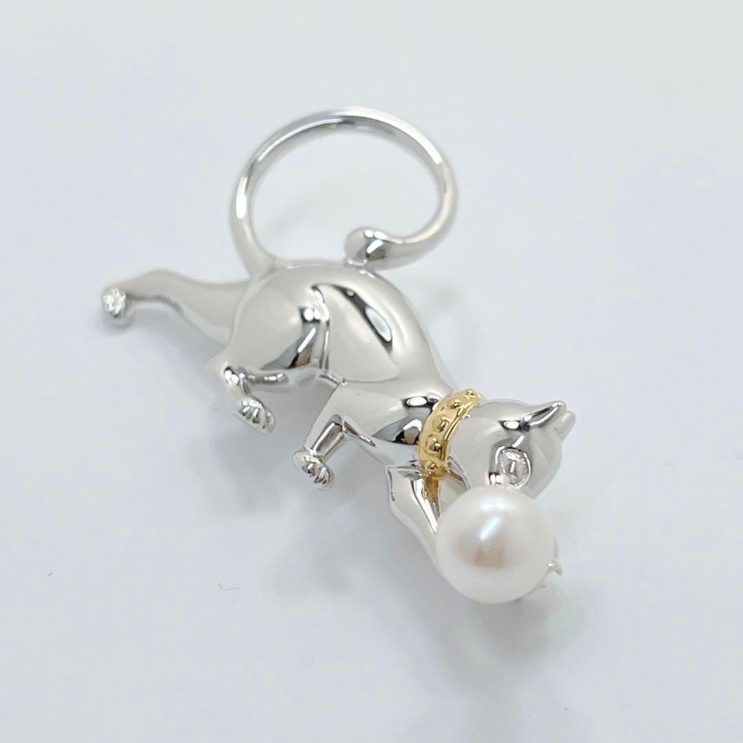 【未使用品】MIKIMOTOミキモト パール　ブローチ　コサージュ　猫