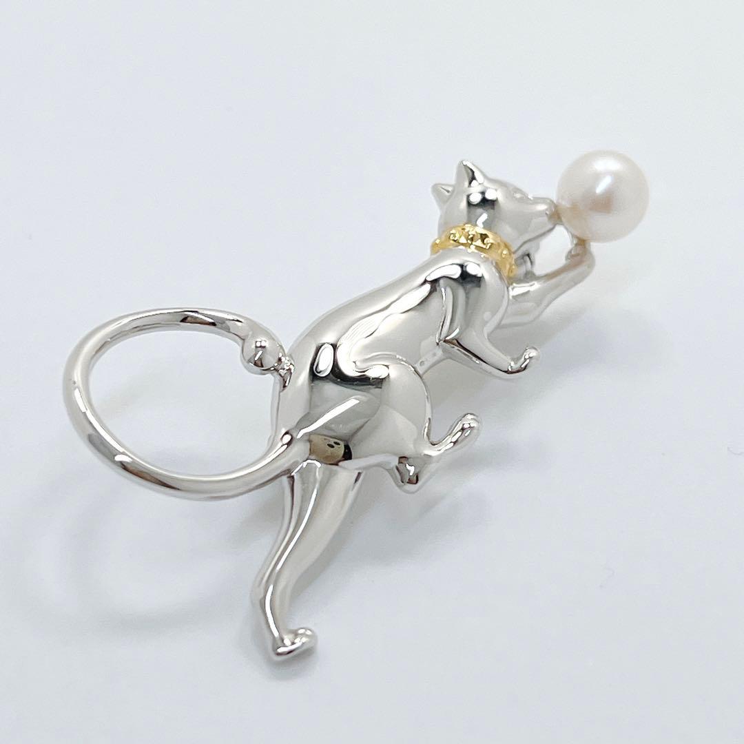 【未使用品】MIKIMOTOミキモト パール　ブローチ　コサージュ　猫