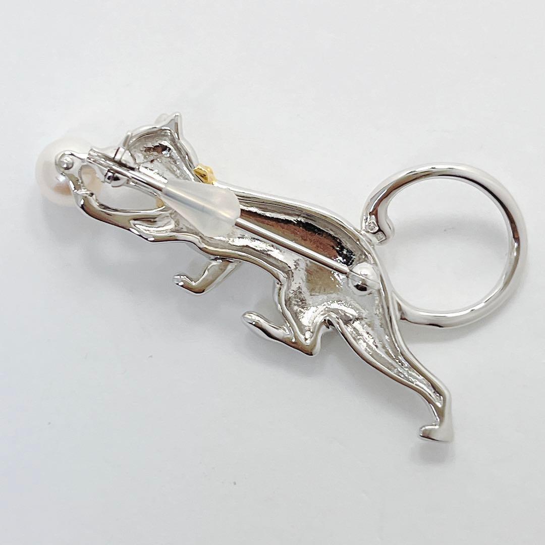 【未使用品】MIKIMOTOミキモト パール　ブローチ　コサージュ　猫