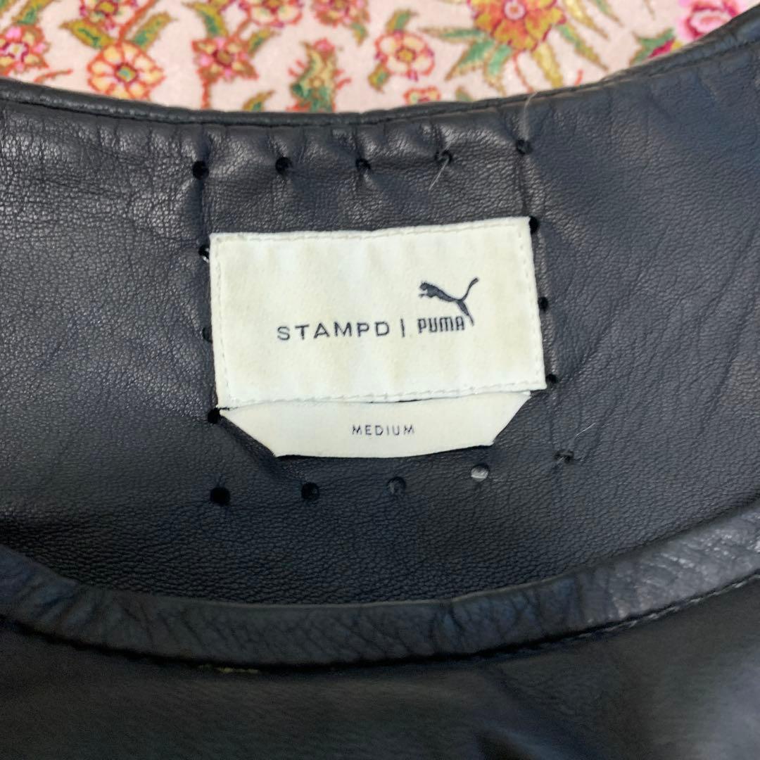 未使用に近い 極希少品STAMPDPUMA ラムレザー ダウンベスト ブラック