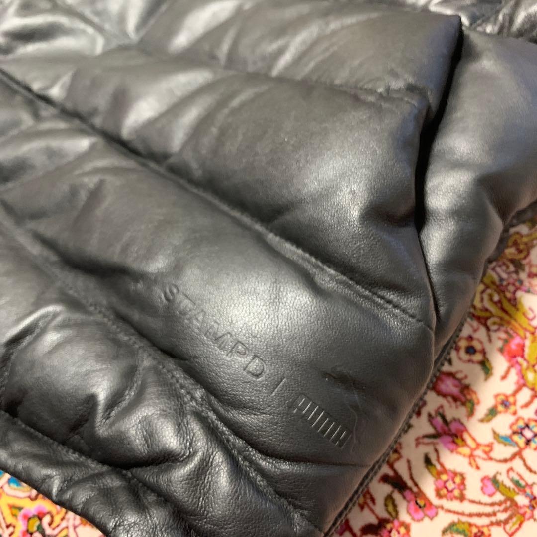 未使用に近い 極希少品STAMPDPUMA ラムレザー ダウンベスト ブラック