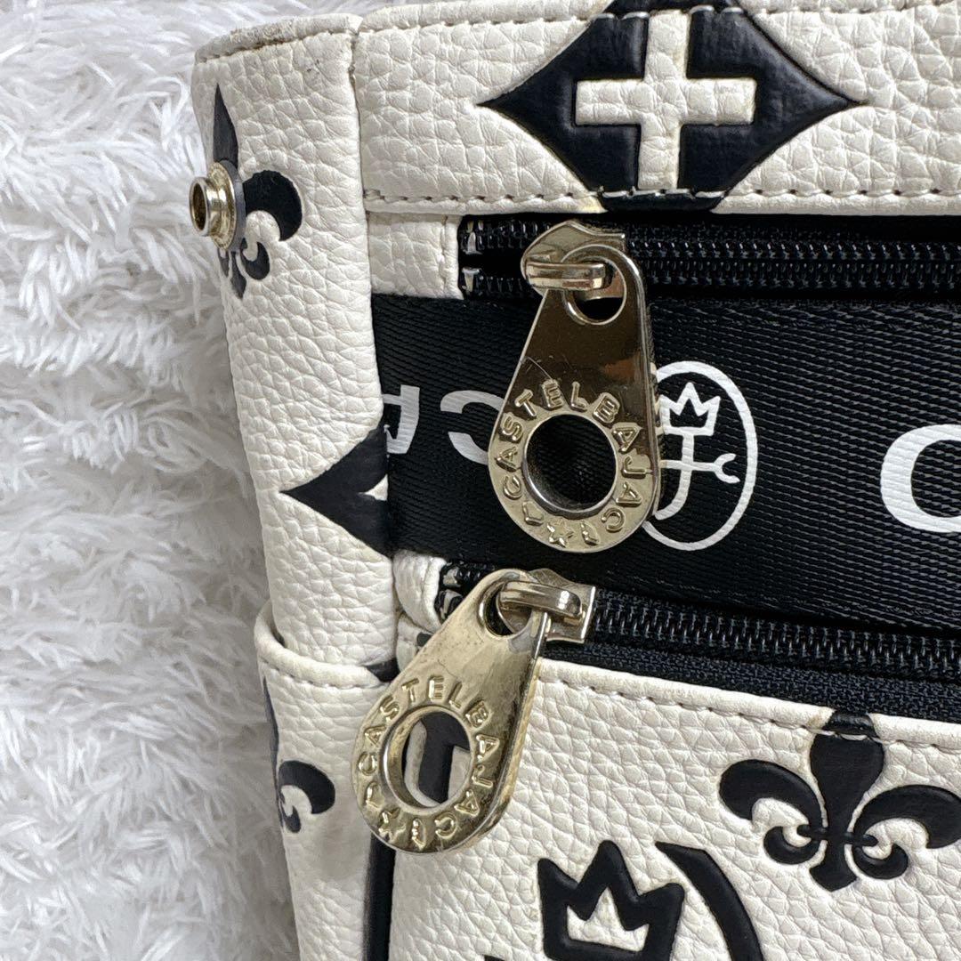 カステルバジャック トートバッグ ハンドバッグ 家紋 総柄 バイカラー