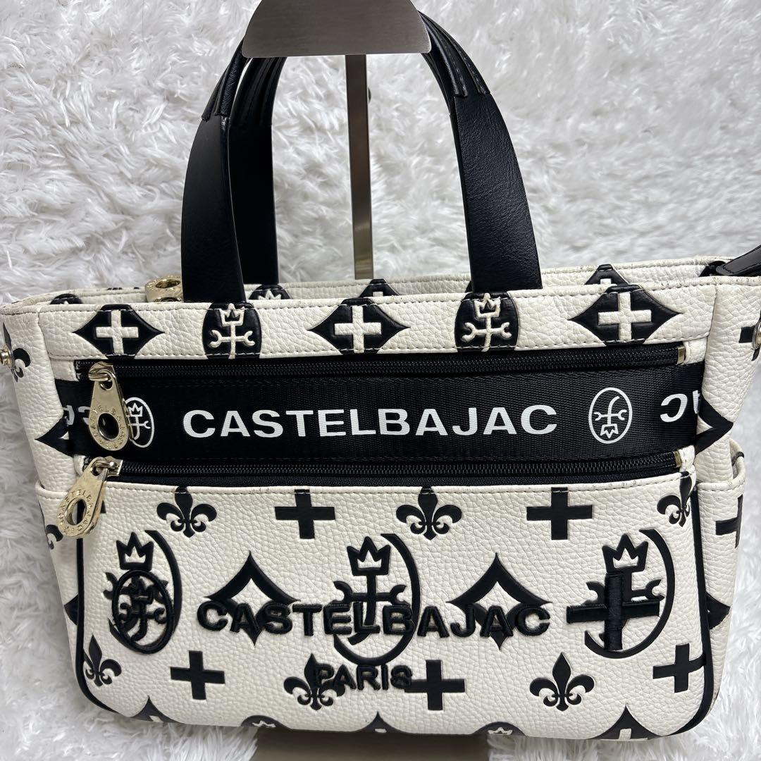カステルバジャック トートバッグ ハンドバッグ 家紋 総柄 バイカラー