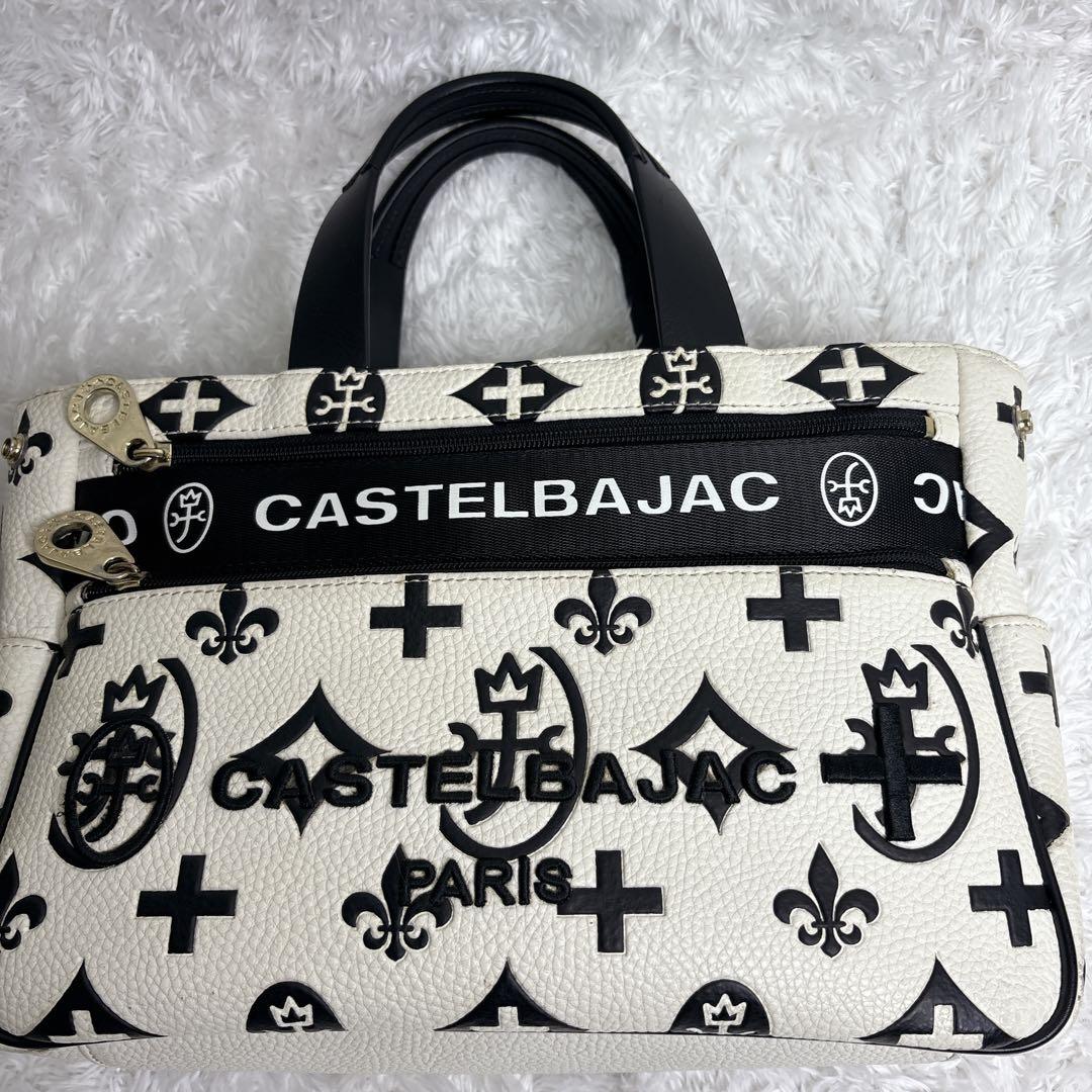 カステルバジャック トートバッグ ハンドバッグ 家紋 総柄 バイカラー