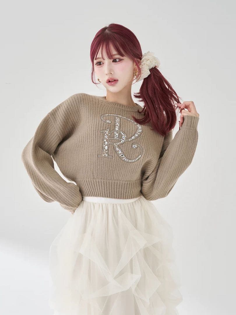 Darich ダーリッチ　DRビジューボリュームリブニットトップス