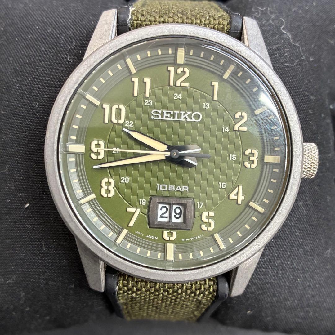 セイコー　クォーツ　メンズ　カーキベルト