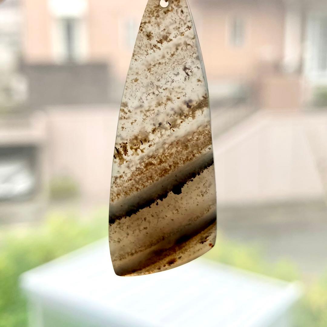 14kgf 天然石 一点物 モンタナアゲート 大ぶり ピアス イヤリング