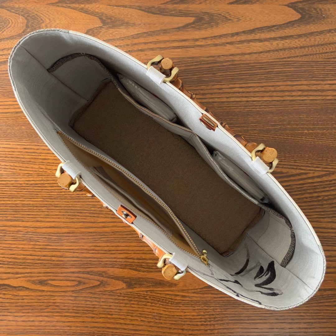 袋帯　袋の上の布袋様　リメイク　バンブーハンドルバッグ