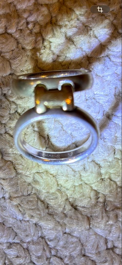 エルメス　ヴィンテージ　リング　指輪　シルバーゴールド　二重リング