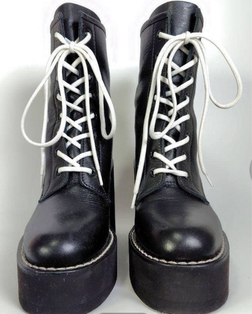 sacai 黒 レザー ワークブーツ プラットフォーム36正規品