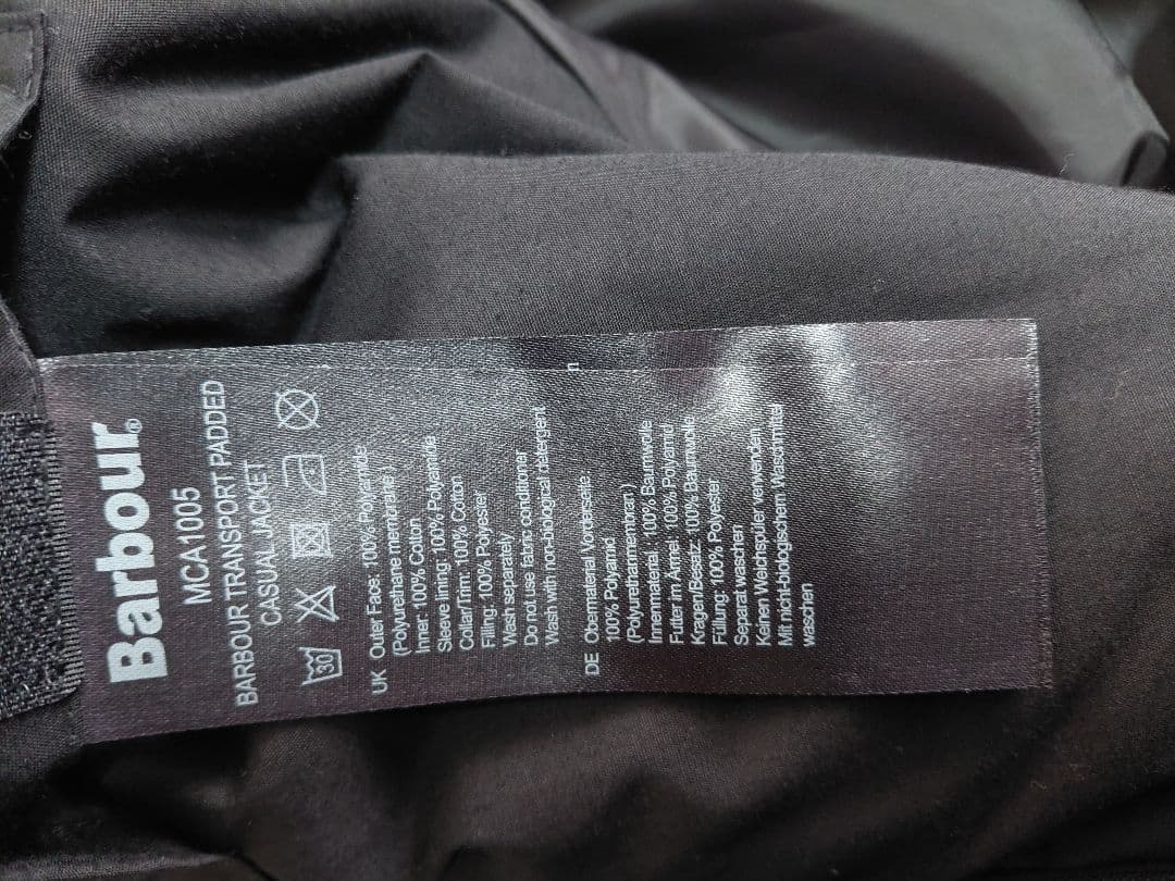 Barbour トランスポート中綿ジャケット MCA1005BK11 サイズ38