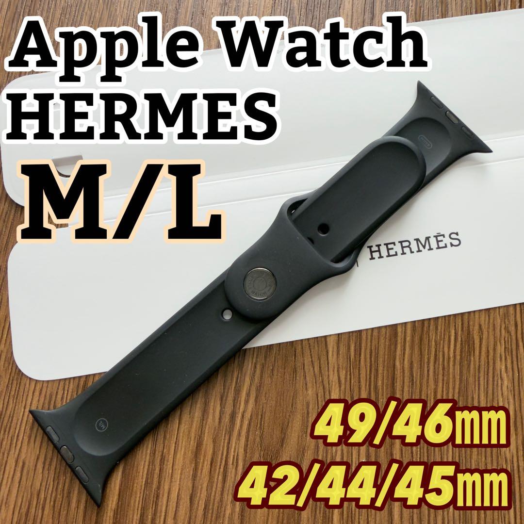 3099 Apple Watch エルメス　ブラックラバー　スポーツ　シリコン