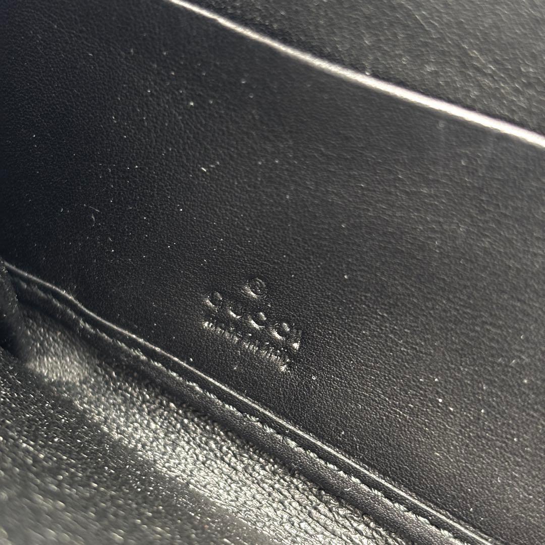 美品 グッチ 長財布 シマレザー GG ラウンドジップ ユニセックス ブラック