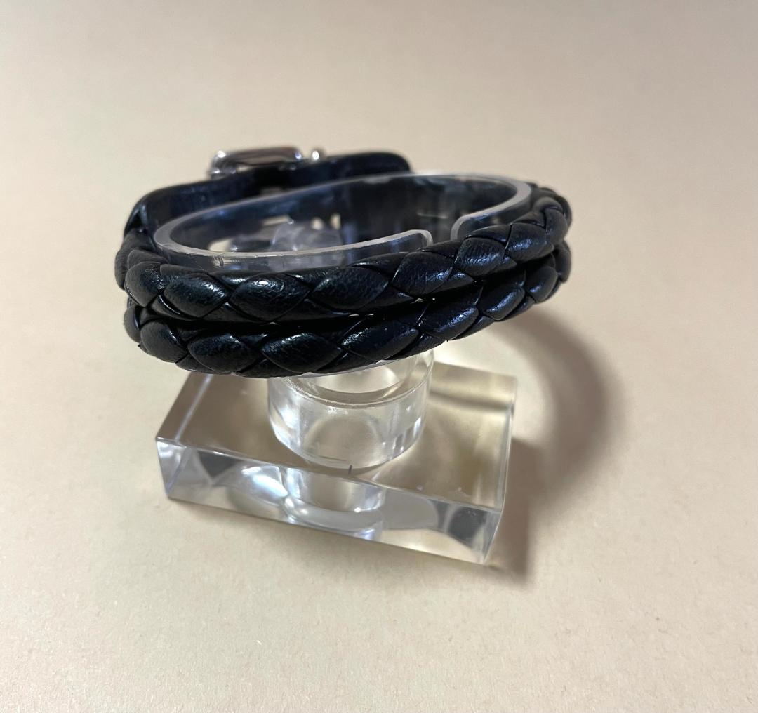 ボッテガヴェネタ・２連イントレチャート・ブラックレザーブレスレット