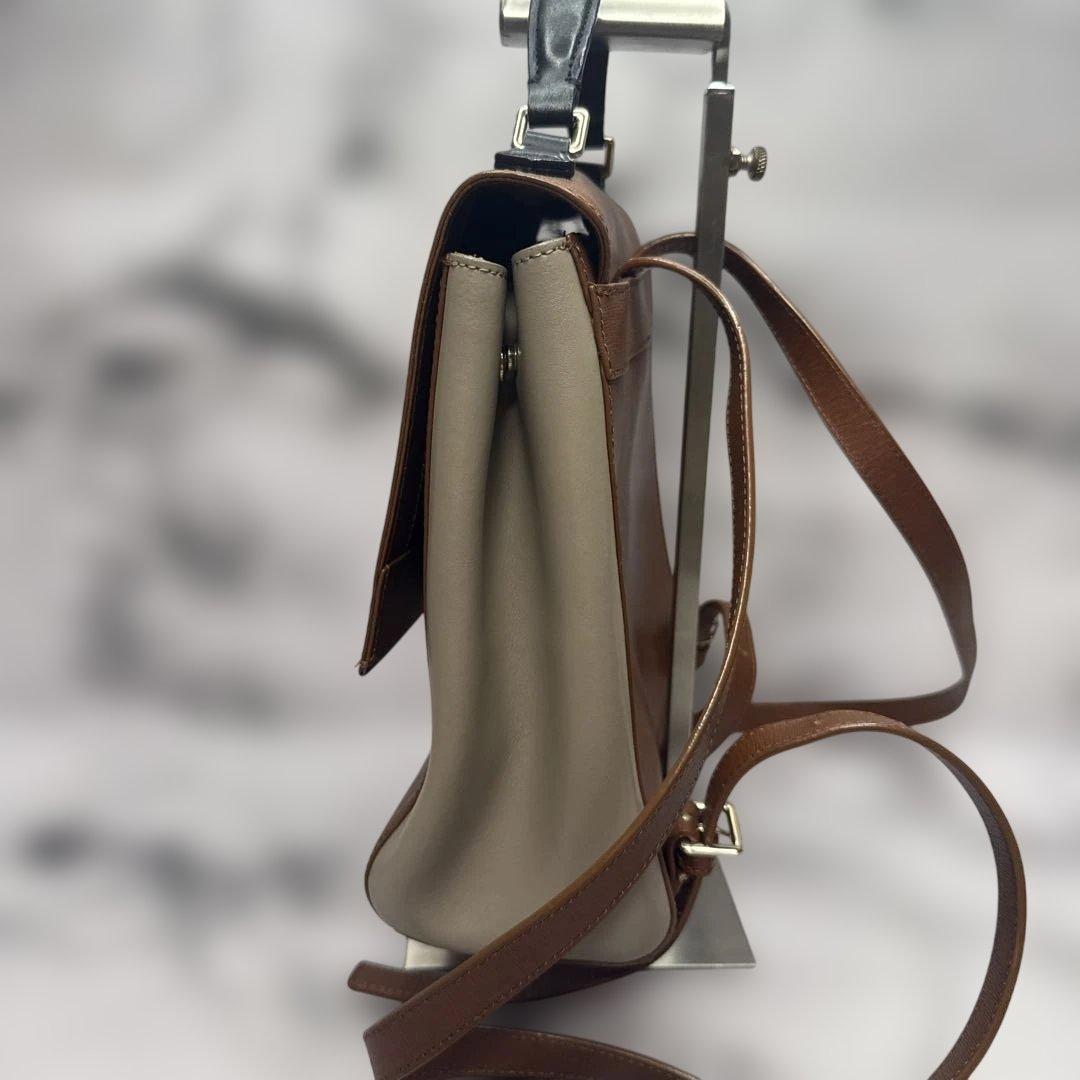 (美品)大人気、ポールスミス、リュック、オールレザー、シボ革、人気色、茶、グレー