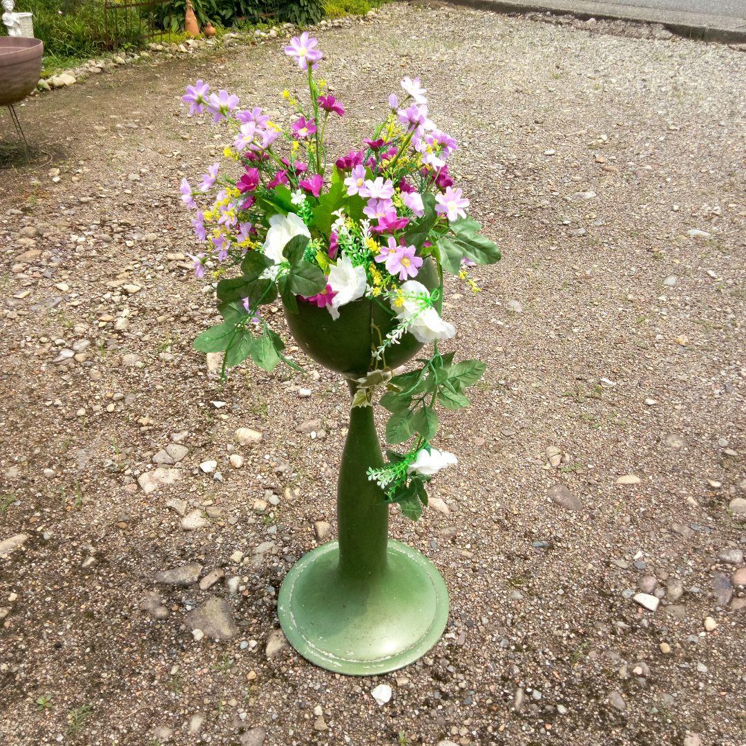 【希少】スタンド灰皿　昭和レトロ　レアなウグイスグリーン　アンティーク